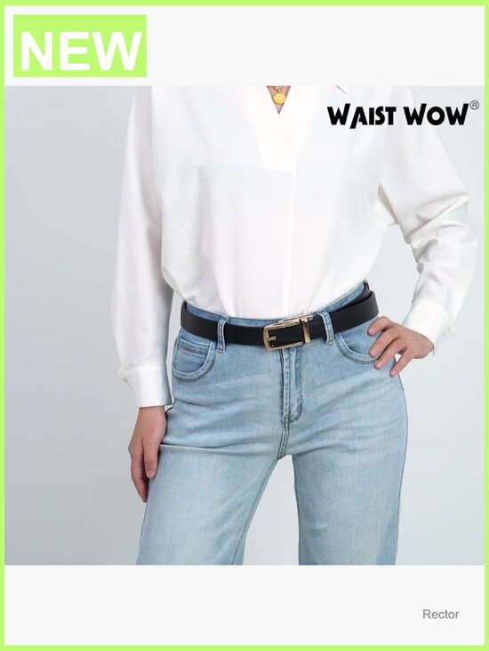 Faux Leather Ratchet Belt with Gold Buckle - Trendy Adjustable 1.2\